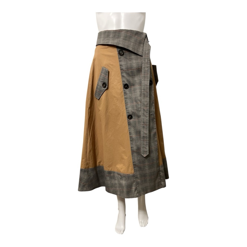 TOV Plaid and Tan Statement Skirt Size S